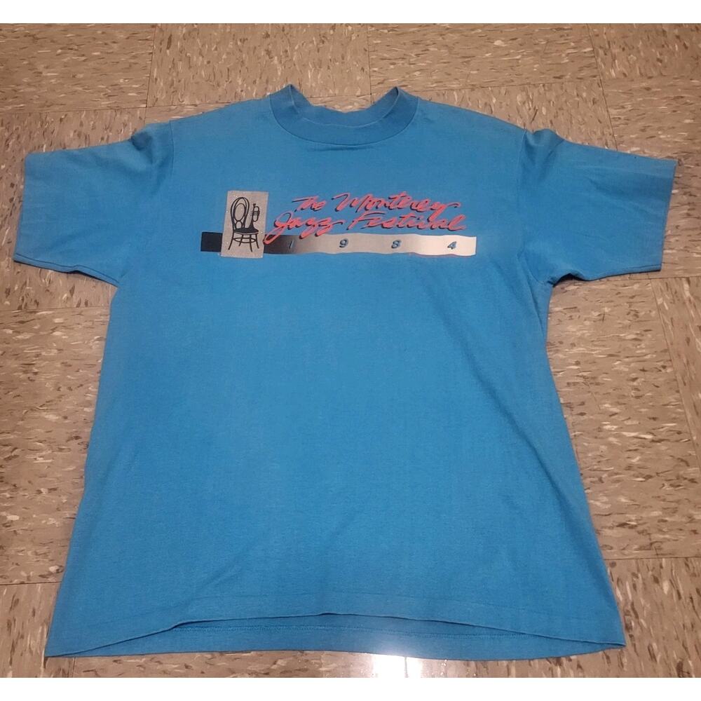 VTG 1984 Monterey Jazz Festival Blue Shirt Large Tee Unisex Single Stitch USA